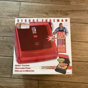 Vintage George Foreman Indoor Grill w/Bun Warmer Removable Cover, New Open Box